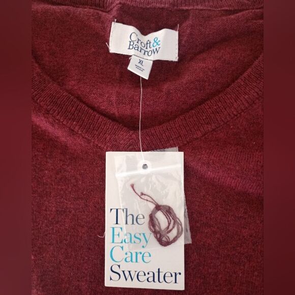 NWT Croft & Barrow Burgundy V Neck Sweater Size XL - Picture 4 of 6